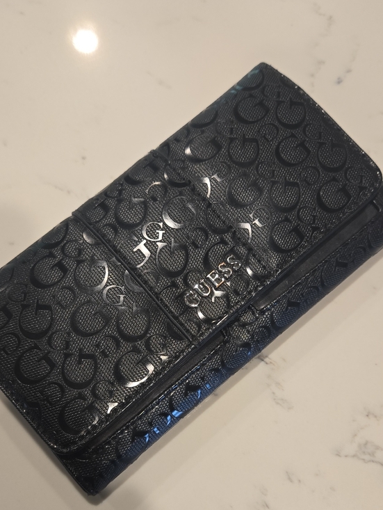 Guess Handbags - GUESS Black Gloss Signature Continental Wallet